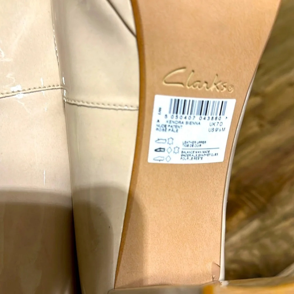 CLARKS NARRATIVE KENDRA SIENNA NUDE PATENT ROSE PALE LEATHER 9.5 WOMEN SHOE - Picture 11 of 16